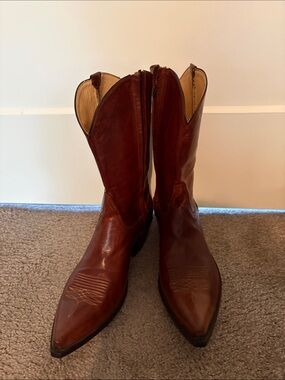 Tres Outlaws handmade brown italian calf Leather Cowboy Boots NIB 9 1/2D